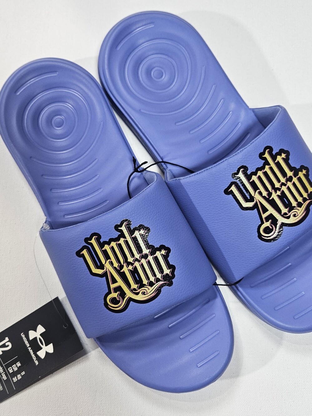 Under‎ Armour Slide Sandals Comfort Material Mens Size 12 Ansa Logo Beach Summer